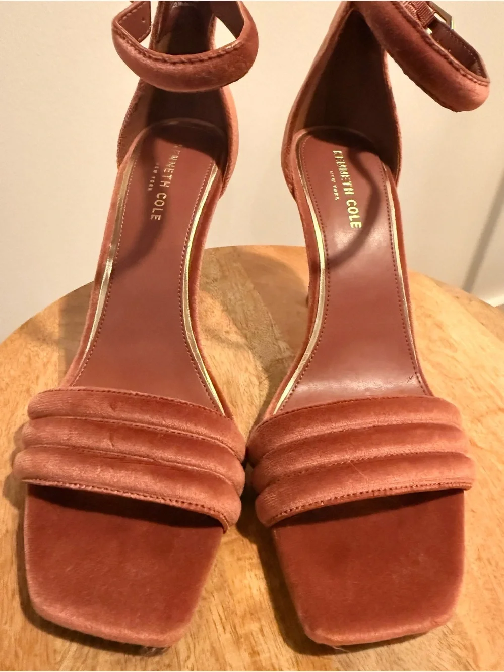 Kenneth Cole Rust (Terracotta) Velvet Ankle-Strap Heels